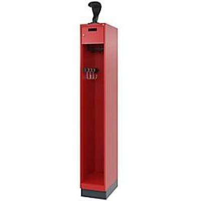 C+P Evolo brandweerkluis, model PRAKTUS, 1 vak, H 1950 x B 300 x D 500 mm, sokkel, vuurrood RAL 3000