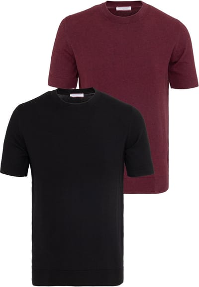 Felix Hardy Tshirt 100% Katoen - 2 Pack Heren Black-Bordeaux - L