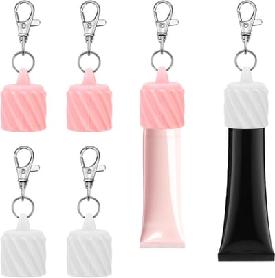 Lippenbalsem Houder - Sleutelhanger Accessoire - Altijd Bij Je - Veilige Bevestiging - 4 Stuks - Wit Roze