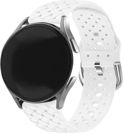 Strap-it 20mm - Gevlochten siliconen bandje - geschikt voor Samsung Galaxy Watch 7 (40 & 44mm) / Watch 6 (Classic) / Watch 5 / 5 Pro / Watch 4 (Classic) / Watch FE / Watch 42mm / Watch 3 41mm / Active (2) - Amazfit Bip / GTS - Polar Ignite - wit