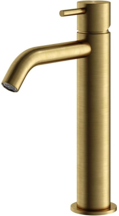 Hotbath Archie - Wastafelmengkraan - zonder Waste - Laag - Geborsteld Messing PVD - Opbouw - Messing - V02