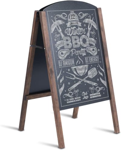 COSTWAY Inklapbare klantenstopper, 101 x 65 cm, reclamebord, reclamestandaard, trottoirstandaard, krijtbord, standaard