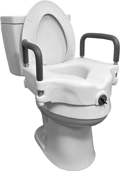 Verhoogde toiletbril - Toiletverhoger met steunen - Veiliger toiletgebruik - Past op meeste toiletten - 114 cm verhoging - Wit