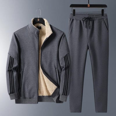 Nouveau pull cardigan épais en polaire de laine d'agneau d'hiver deux pièces hiver à capuche sport loisirs survêtement de sport 3XL gray
