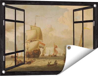Gards Tuinposter Doorkijk De Rede van Enkhuizen - Abraham Storck - 60x40 cm - Tuindoek - Tuindecoratie - Wanddecoratie buiten - Tuinschilderij