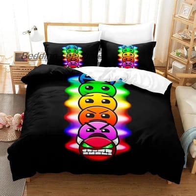Hip Hop Boze Geometry Dash Beddengoed Set Eenpersoons Twin Volledig Queen King Maat Bedset Spel Slaapkamer Dekbedovertrek Sets Anime Bed US Full 200x230cm