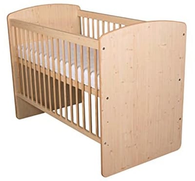 Babybed 120 x 60 cm met verstelbare hoogte en matras - Natuurlijk houten ledikant