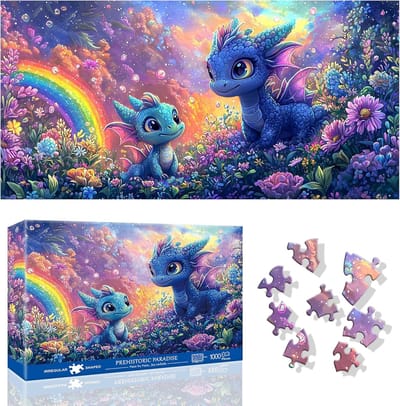 Legpuzzel 1000 Stukjes - Volwassen Puzzel - Ontspanning Thuis - Inclusief Referentieposter - 80 x 40 cm - Prehistorisch Paradijs
