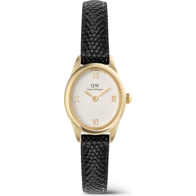 Daniel Wellington DW Watch Ophelia Mini Black Lizard White Guilloché Gold 22x25.5mm