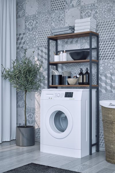 Wasmachine Kast| Wasmachine Rek| 3 Laags| Wasmachine Ombouw| Opbergruimte| Wasmachine Meubel| Donkere Walnoot| Vrijstand| 21x66x150 cm