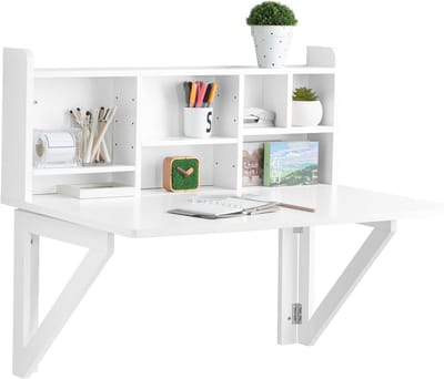 Opklapbare Wandtafel met Geïntegreerde Plank - Wit, 90x78x60cm