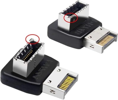 USB E Adapter - Moederbord Extensie - Computer Uitbreiding - Dubbele Hoek Hoek - 2 Stuks - Zwart