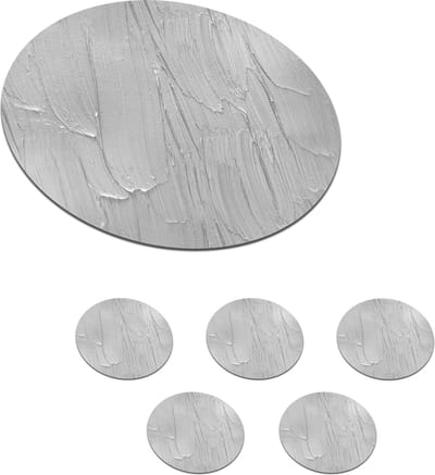 Onderzetters voor glazen - Rond - Verf - Patronen - Grijs - 10x10 cm - Glasonderzetters - 6 stuks