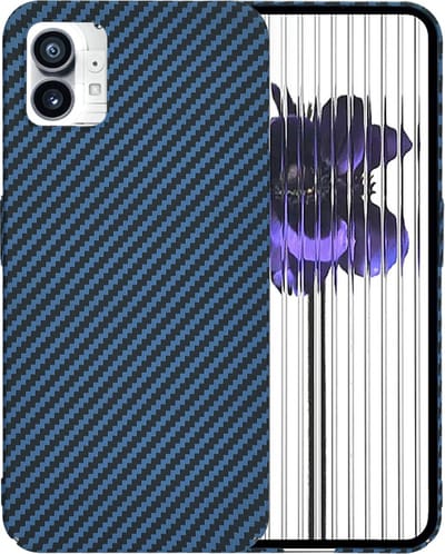 Hoesje geschikt voor Nothing Phone (1) - Techsuit Carbonite FiberShell Carbon Back Cover - Blauw