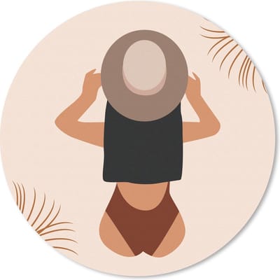 Muismat rond 20x20 cm - Mousepad Zomer - Bladeren - Pastel - Ronde muismatten