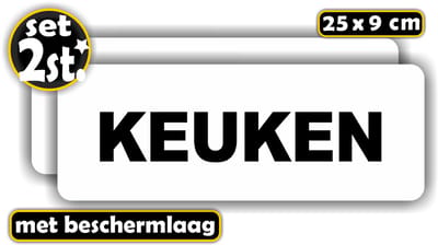 Jerma - Keuken - Tekst - Stickers - set 2 stuks - 25 x 9 cm - Zelfklevend - Weerbestendig - Vinyl