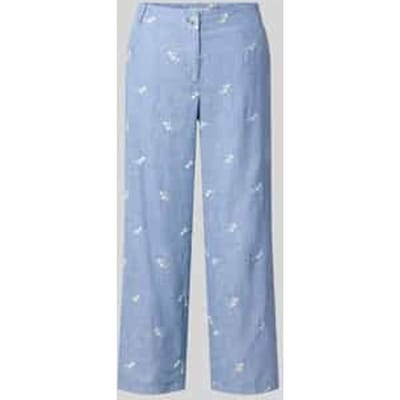Broek van mix van katoen en linnen met stitchings