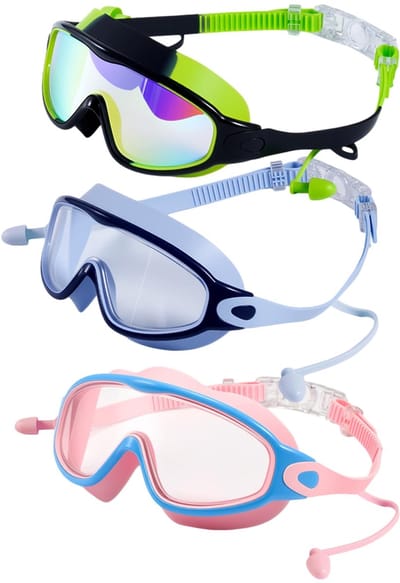 Zwembril kinderen voor zwembad, Zwemlessen, Strand, snorkelmasker kinderen voor beginners, jongens, jongeren (Kleurrijk)