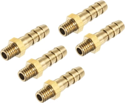 5 Stuks Messing Slangfittingen M6-1 Manchet naar Barb Aansluiting voor Slang ID 6mm, Geschikt voor Water, Brandstof en Lucht