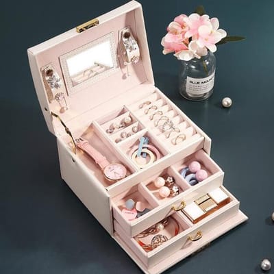 Sieradendoos - Opbergdoos Organizer - Sieraden Opbergen - Verwijderbare Vakken - 6.7 x 4.9 inch - Wit