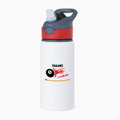 Hacebo® - Biljart met eigen naam waterfles met rietje rood - Biljart - Biljarter - Sport - water fles - 650ML