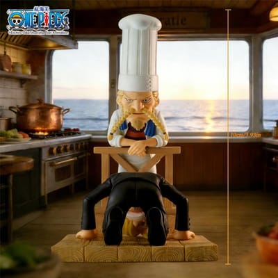 Officiële ONE PIECE Zeff en Sanji Figuur -  Word niet verkouden, idioot!    Baratie Restaurant Scène Anime Verzamelaarsobject Hoge Kwaliteit Cadeau brown