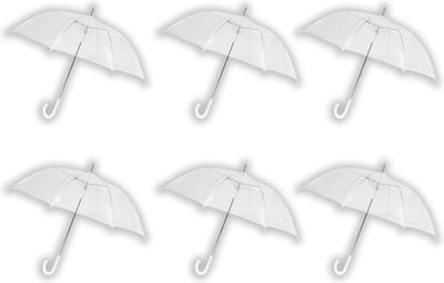 6 stuks Paraplu transparant plastic paraplu's 100 cm - doorzichtige paraplu - trouwparaplu - bruidsparaplu - stijlvol - bruiloft - trouwen - fashionable - trouwparaplu