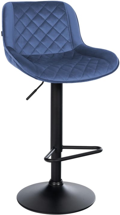 CLP Kasson Barkruk - met rugleuning - In hoogte verstelbaar - metalen frame - met voetsteun - zwart/blauw