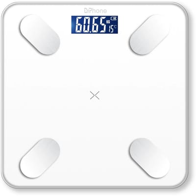 DrPhone Fitscale Light - Slimme Bluetooth Weegschaal met BIA - 10 Metingen, BMI, Vetpercentage, iOS/Android, max 180 kg