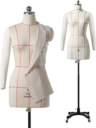 Pinnable Jurkvorm - Etalagepop Torso Kleermaker - Kleding Ontwerpen - In Hoogte Verstelbaar - XXXL - Wit