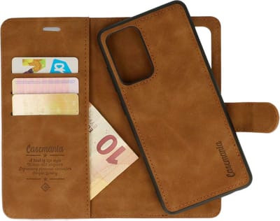 CaseMania Bookcase hoesje geschikt voor Samsung Galaxy S21 FE - Effen Bruin - Kunstleer - 2-in-1 Magnetisch Uitneembaar Design
