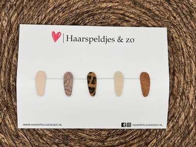 Haarspeldjes 'Lott' setje 9 - speldje met imitatieleer - 3 cm speldjes