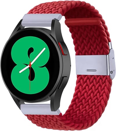 By Qubix - Braided nylon bandje 20mm - Rood - Geschikt voor Samsung Galaxy Watch 7 (40 & 44mm) - Galaxy Watch FE - Galaxy Watch 6 - Galaxy Watch 6 Pro - Galaxy Watch 5 - 5 Pro - Galaxy Watch 4 - 4 Classic - Active 2 - Watch 3 (41mm)
