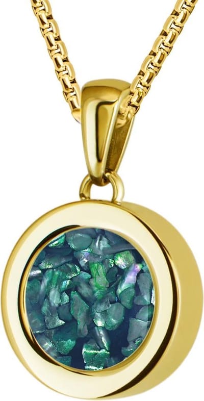 Quiges 12mm Mini Munt Hanger Verguld RVS Schroefsysteem Glans met Schelp Donkerblauwe Vlokjes Munt en Anker Ketting 42-46cm