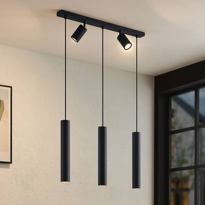 Lindby - hanglamp - 5lichts - staal - H: 40 cm - GU10 - zandzwart
