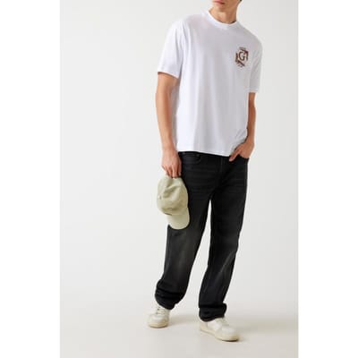 GUESS Cn Ss Back Paisley P Pure White Maat: S | Basic T-Shirts Outlet | Heren | Wit