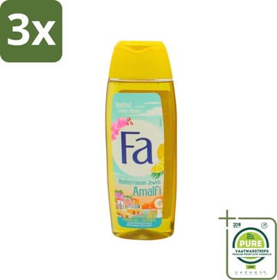 3 x Fa - Douchegel - Mediterranean Jewels Amalfi - Orchidee & Citrus - Frisse & Tropische Geur - Verfrissend - 250 ml - Grootverpakking - Douchegel Orchidee Citrus - Tropische Geur - Verfrissend - Huidhydraterend - Douchegel Mediterrane