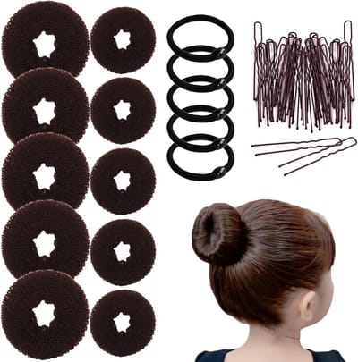 Haarbroodjesmakers Set - Donut Broodjesmaker - Haar Stijlen - Inclusief Haarspelden - 10 Stuks - Bruin
