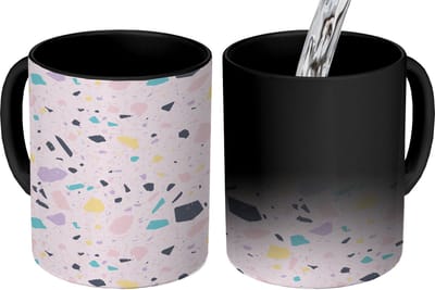 Magische Mok - Foto op Warmte Mokken - Koffiemok - Terrazzo - Patroon - Zacht - Snoep - Magic Mok - Beker - 350 ML - Theemok