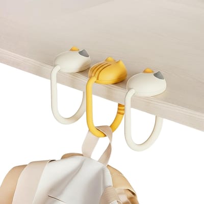 3 stuks opvouwbare tashaken voor tafel, schattig kattenontwerp, draagbare tashouder, haak portemonnee tashouder, kan 5 kg weerstaan, voor vrouwen meisjes tas organisatoren opslag