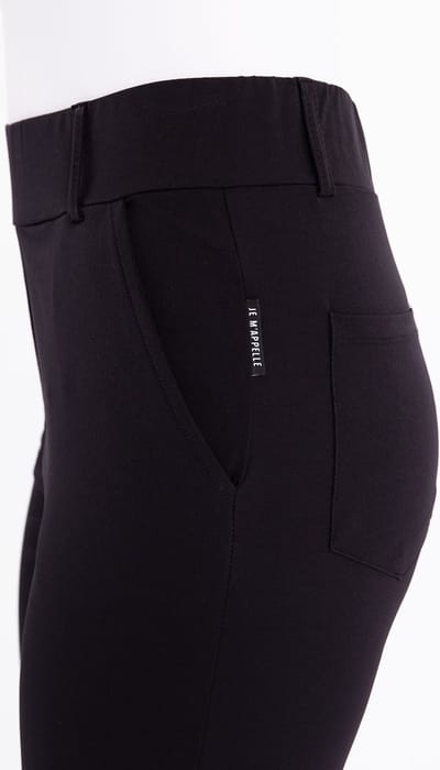 Je m'appelle Travelstof Dames Broek Flared Met stretch - Zwart - Maat S