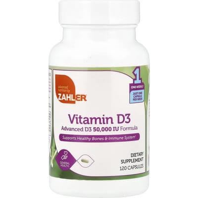 Zahler, Vitamine D3, 1.250 mcg (50.000 IE), 120 capsules