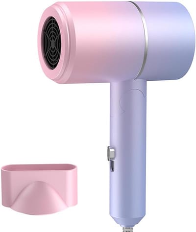 Reisföhn, föhn, sneldrogende ionenföhn met warme en koude stand, kleine föhn met 1 concentratoropzetstuk, sneldrogende föhn voor thuis, op reis en in de salon (kleurverloop).