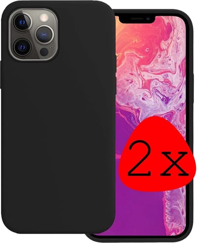 Hoesje 2 Stuks - Geschikt voor Apple iPhone 14 Pro - Sterk & Shockproof - Case Siliconen - Back Cover - Telefoon Hoes - Zwart