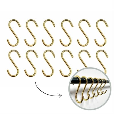 Hoya living - S haken Goud - 12 stuks - 6cm (klein) - ophanghaken - kapstokhaken - S haakjes