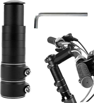 SnelShoppen - Handlebar Riser Fiets - Aluminium Stem Riser met Inbussleutel - Verstelbare Hoogte voor 28.6 mm Stuur - Zwart - Geschikt voor Mountainbi