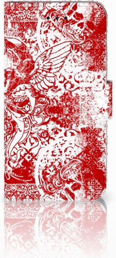 Telefoonhoesje met Naam Apple iPhone X | Xs Angel Skull Rood