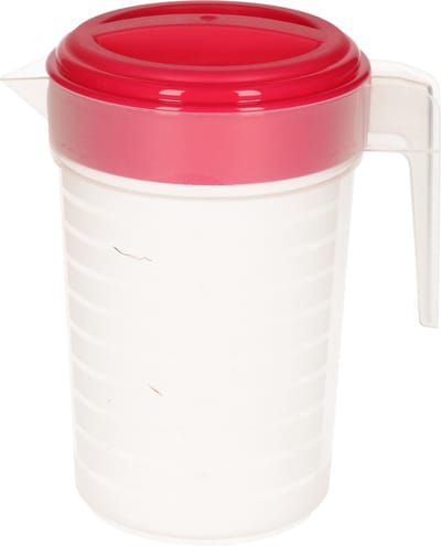 Plasticforte Waterkan met deksel - 1 liter - fuchsia roze/ transparant - kunststof - schenkkan karaf