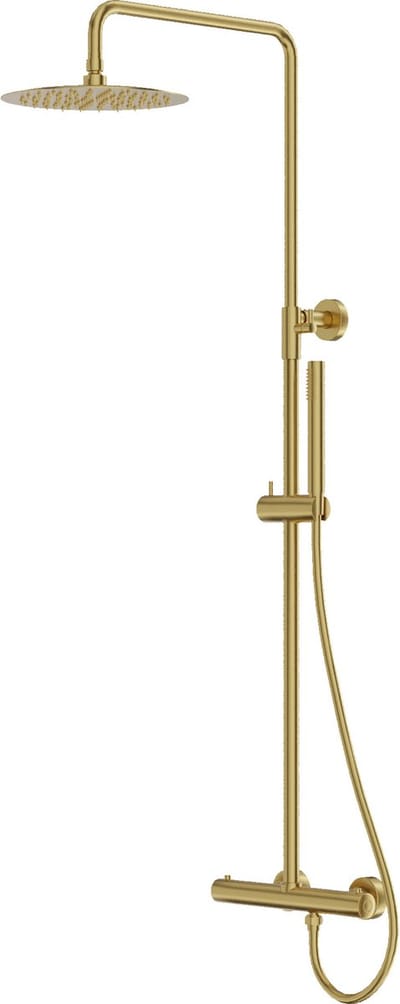 LAVITA® Glijstang Thermostatische Doucheset met Handdouche en Regendouche ORION – Gouden - Keramische Cartouche, ééngreeps, Waterbesparend - Hoofddouche - Douchecombinatie voor extra hygiëne en comfort