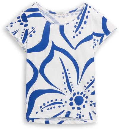 Tom Tailor - T-shirt van katoen - Maat XXXL - royal blue flower